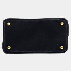 Prada Black Fabric Canapa Tote and Shoulder Bag
