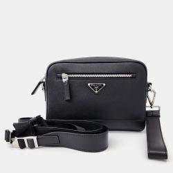 Prada Black Leather Saffiano crossbody Bag