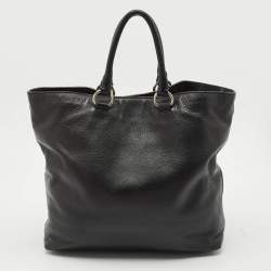 مملوكة مسبقًا Prada Black Vitello Daino Leather Shopper Tote
