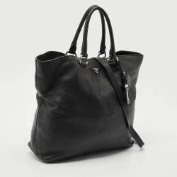مملوكة مسبقًا Prada Black Vitello Daino Leather Shopper Tote