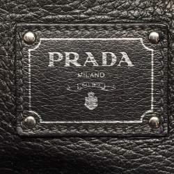 مملوكة مسبقًا Prada Black Vitello Daino Leather Shopper Tote