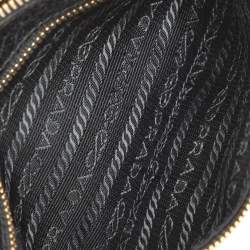 Prada Black Leather Top Zip Clutch