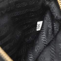 Prada Black Leather Top Zip Clutch