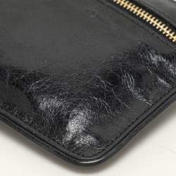 Prada Black Leather Top Zip Clutch