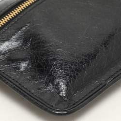 Prada Black Leather Top Zip Clutch