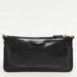 Prada Black Leather Top Zip Clutch
