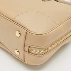 Prada Beige Saffiano Leather and Nylon Re-Edition 1978 Two Handle Bag 