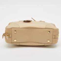 Prada Beige Saffiano Leather and Nylon Re-Edition 1978 Two Handle Bag 