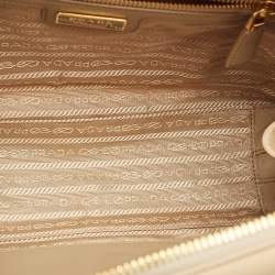 Prada Beige Saffiano Leather and Nylon Re-Edition 1978 Two Handle Bag 