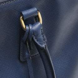 Prada Navy Blue Saffiano Lux Leather Medium Galleria Double Zip Tote