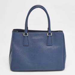Prada Navy Blue Saffiano Lux Leather Medium Galleria Double Zip Tote