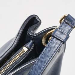 Prada Navy Blue Saffiano Lux Leather Medium Galleria Double Zip Tote