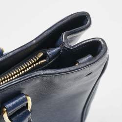 Prada Navy Blue Saffiano Lux Leather Medium Galleria Double Zip Tote