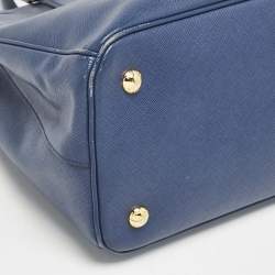 Prada Navy Blue Saffiano Lux Leather Medium Galleria Double Zip Tote