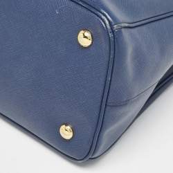 Prada Navy Blue Saffiano Lux Leather Medium Galleria Double Zip Tote