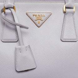 Prada Lavender Saffiano Lux Leather Small Galleria Double Zip Tote