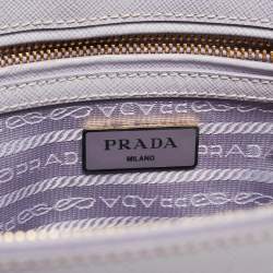 Prada Lavender Saffiano Lux Leather Small Galleria Double Zip Tote