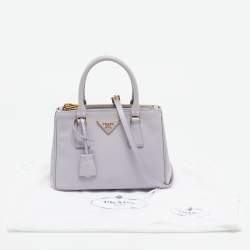 Prada Lavender Saffiano Lux Leather Small Galleria Double Zip Tote