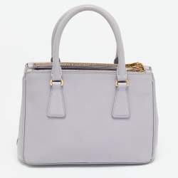 Prada Lavender Saffiano Lux Leather Small Galleria Double Zip Tote