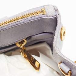 Prada Lavender Saffiano Lux Leather Small Galleria Double Zip Tote
