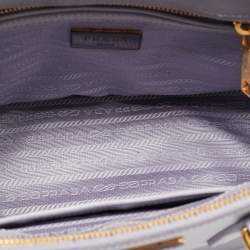 Prada Lavender Saffiano Lux Leather Small Galleria Double Zip Tote