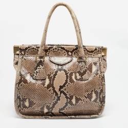 Prada Beige Python Frame Tote