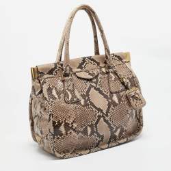 Prada Beige Python Frame Tote