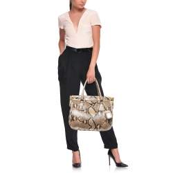 Prada Beige Python Frame Tote