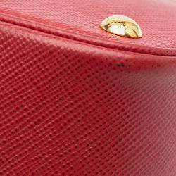 Prada Red Medium Saffiano Cuir Panier Satchel