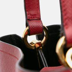 Prada Red Medium Saffiano Cuir Panier Satchel