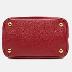 Prada Red Medium Saffiano Cuir Panier Satchel