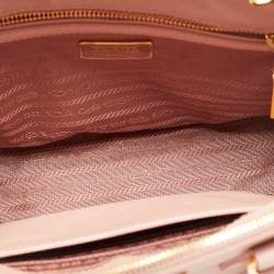 Prada Pink Saffiano Lux Leather Small Galleria Double Zip Tote