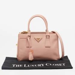 Prada Pink Saffiano Lux Leather Small Galleria Double Zip Tote