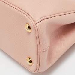 Prada Pink Saffiano Lux Leather Small Galleria Double Zip Tote