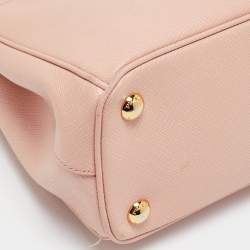 Prada Pink Saffiano Lux Leather Small Galleria Double Zip Tote