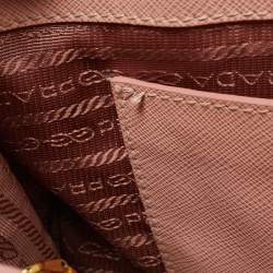 Prada Pink Saffiano Lux Leather Small Galleria Double Zip Tote