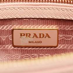 Prada Pink Saffiano Lux Leather Small Galleria Double Zip Tote