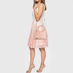 Prada Pink Saffiano Lux Leather Small Galleria Double Zip Tote
