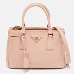 Prada Pink Saffiano Lux Leather Small Galleria Double Zip Tote