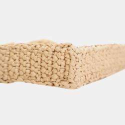 Prada Beige/Brown Raffia Crochet Logo Tote