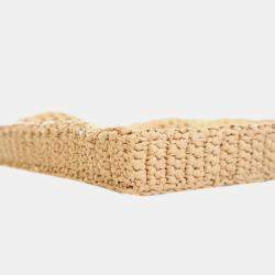 Prada Beige/Brown Raffia Crochet Logo Tote