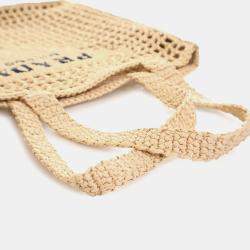 Prada Beige/Brown Raffia Crochet Logo Tote