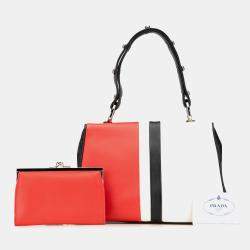 Prada Red Leather Baiadera Frame Bag