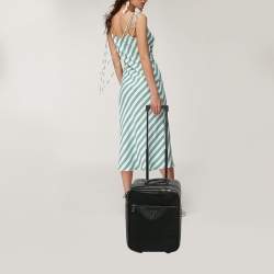 Prada Black Saffiano Leather Rolling Trolley Luggage