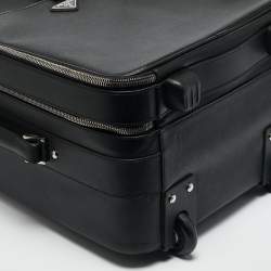 Prada Black Saffiano Leather Rolling Trolley Luggage