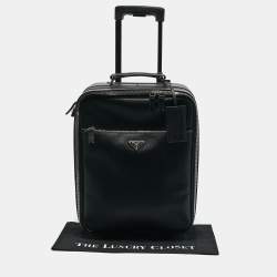 Prada Black Saffiano Leather Rolling Trolley Luggage