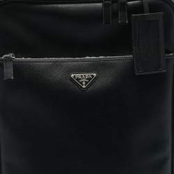 Prada Black Saffiano Leather Rolling Trolley Luggage