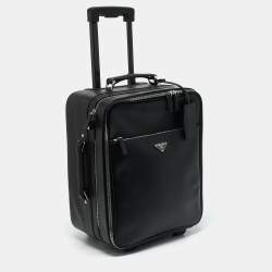 Prada Black Saffiano Leather Rolling Trolley Luggage