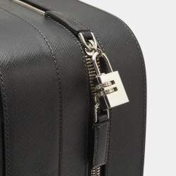 Prada Black Saffiano Leather Rolling Trolley Luggage