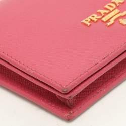 Prada Pink Saffiano Leather Wristlet Card Holder